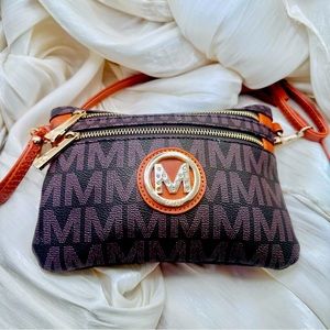 MKF Women PU Leather Shoulder Small Pocketbook Messenger  Black Crossbody Bag